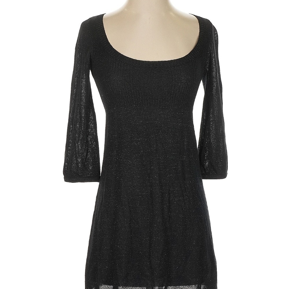White House Black Market Glittery Black Long Sleeve Dress